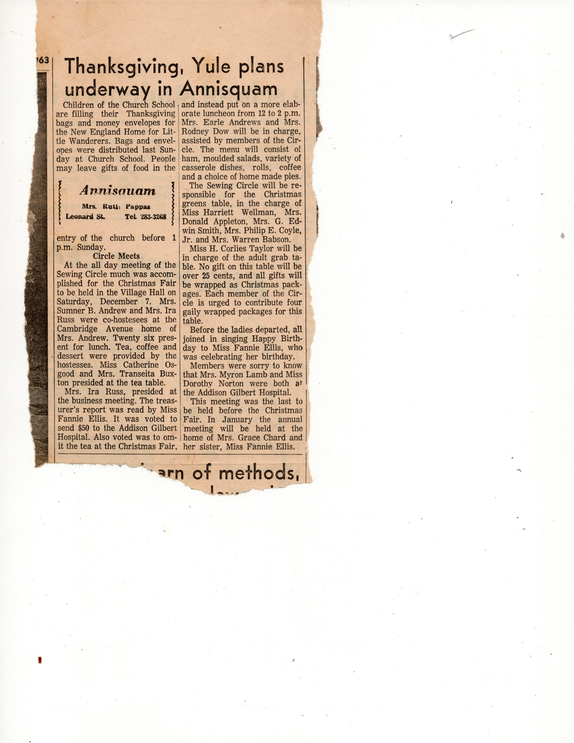Newspaper clipping - Thanksgiving